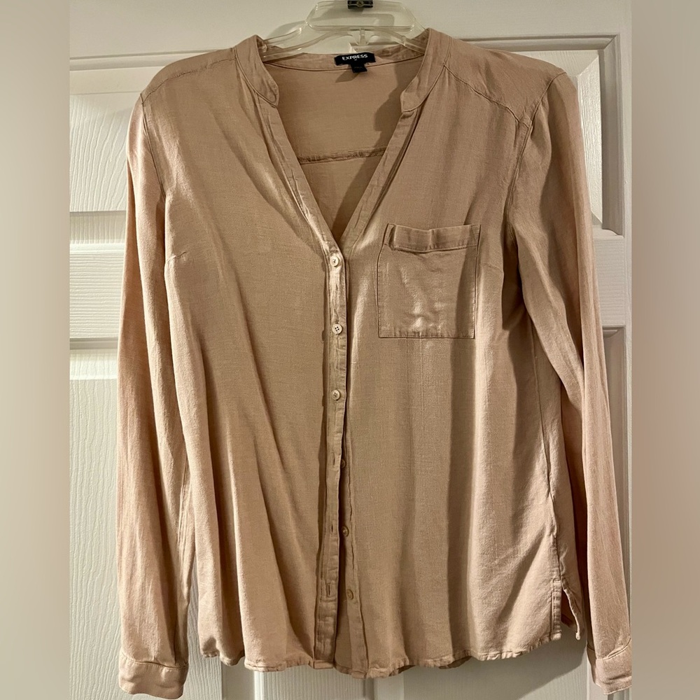 Express Tan Button-Up Blouse size S